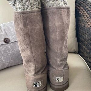 Coach Suede Boots with Knit Cuffs